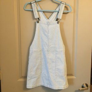 Denim and white stripe overall dress